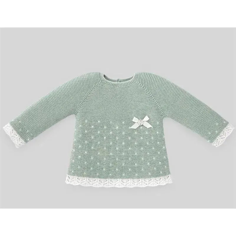 Paz Rodriguez - Take Me Home Set Knit Sweater & Leggins Nidos, Powder Green/Cream