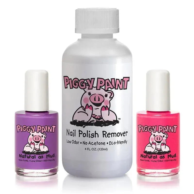 Piggy Paint Non-toxic Girls Nail Polish Kit, Girls Rule (Purple, Pink, Remover)