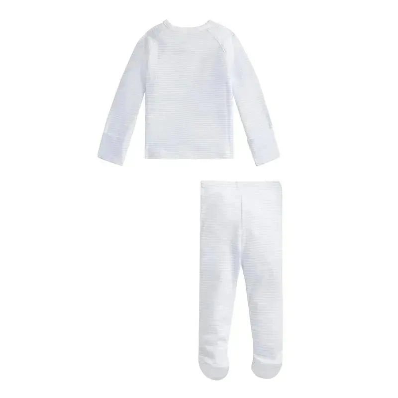 Polo Ralph Lauren Baby - Boy Long-Sleeve Organic Cotton Interlock Knit Pant Set, Beryl Blue/White