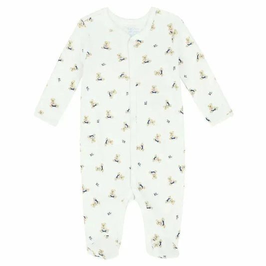 Polo Ralph Lauren Baby - Boys Printed Cotton Coverall, White/Blue