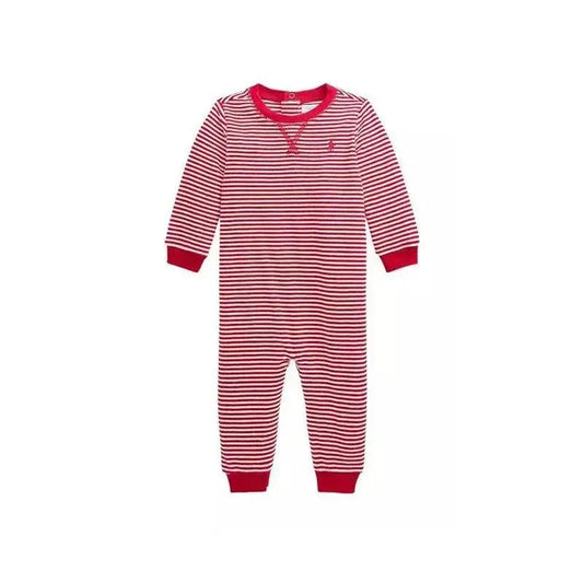Polo Ralph Lauren - Baby Boys Striped Velour Coverall, Red
