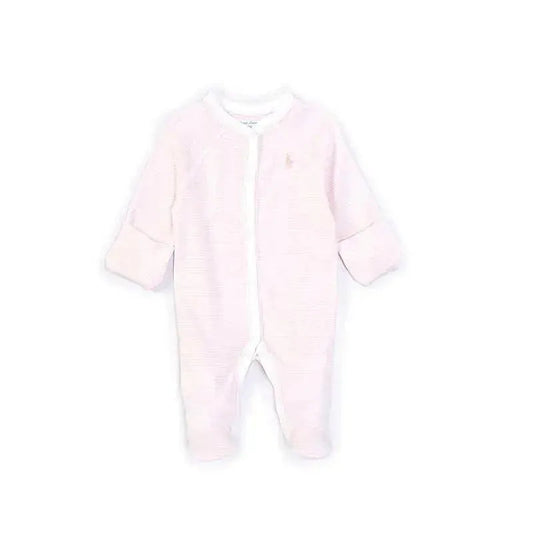 Polo Ralph Lauren Baby - Girls Striped Cotton Coverall, Delicate Pink/White