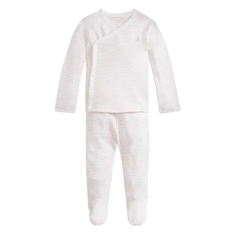 Polo Ralph Lauren Baby - Long-Sleeve Organic Cotton Interlock Knit Pant Set, Delicate Pink/White