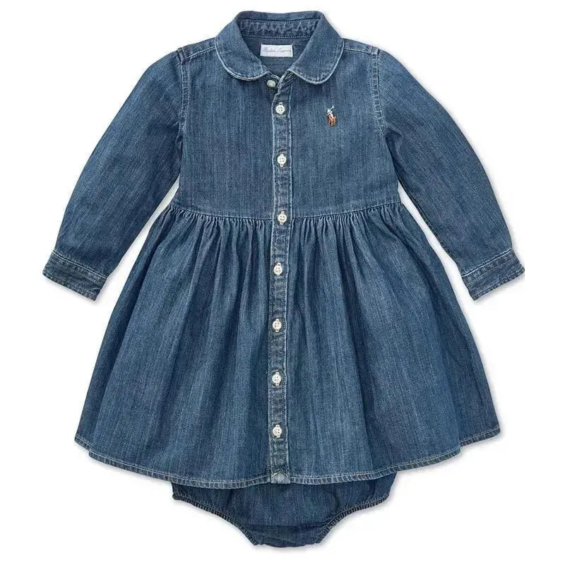 Polo Ralph Lauren Baby - Shirred Denim Shirtdress, Indigo