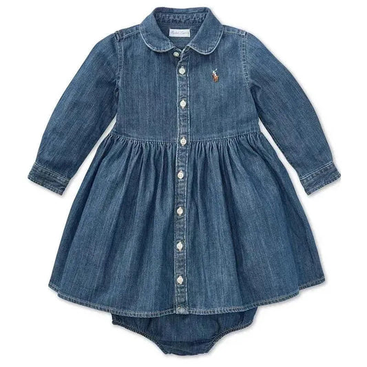 Polo Ralph Lauren Baby - Shirred Denim Shirtdress, Indigo