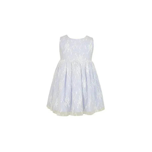 Popatu - Baby Girls Light Blue Floral Lace Overlay Dress