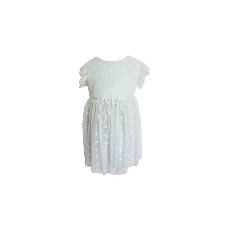 Popatu - Baby Girls Sage Green Stars Tulle Dress
