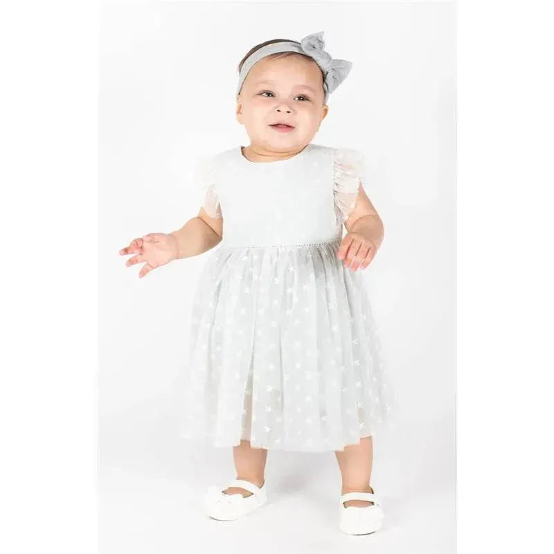 Popatu - Baby Girls Sage Green Stars Tulle Dress