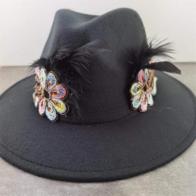 Boho Leather Tassel Feather Fedora Hat