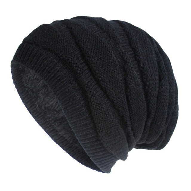 Skiing Plush Knitted Solid Color Bonnet Hat
