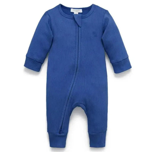 Pure Baby - Baby Boy Rib Zip Growsuit, Waterfall