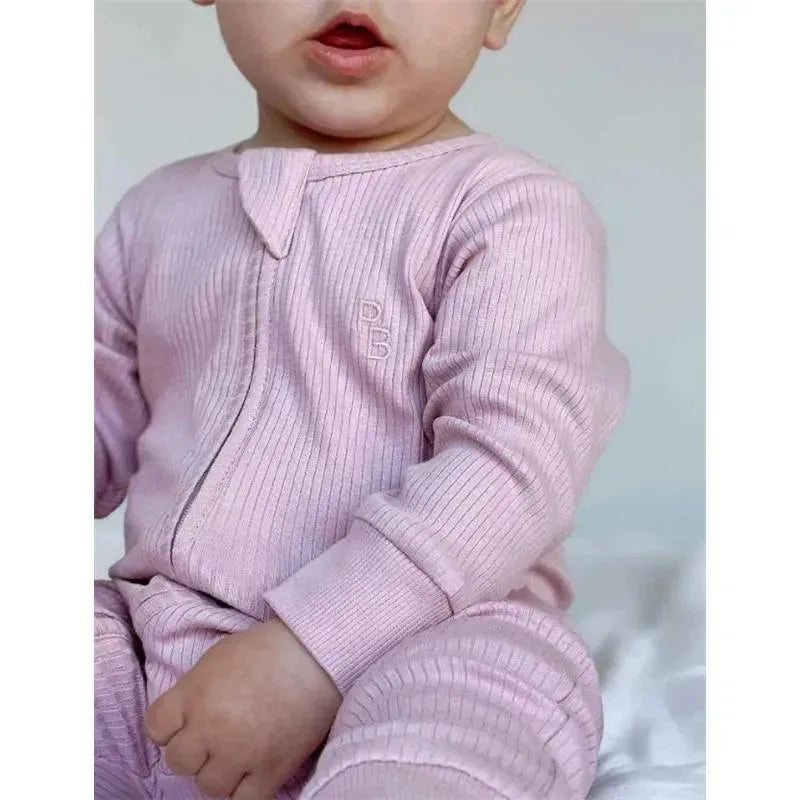 Pure Baby - Baby Girl Rib Zip Growsuit, Lavender