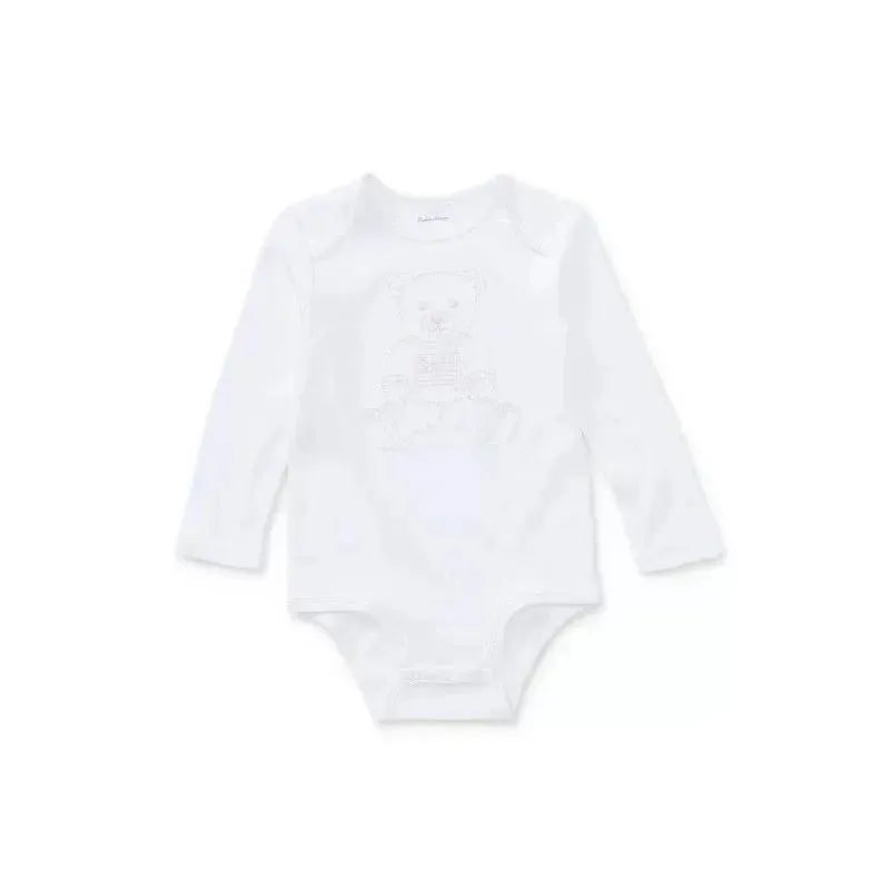 Ralph Lauren Baby - Girl Embroidered Polo Bear Bodysuit, White