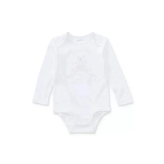 Ralph Lauren Baby - Girl Embroidered Polo Bear Bodysuit, White