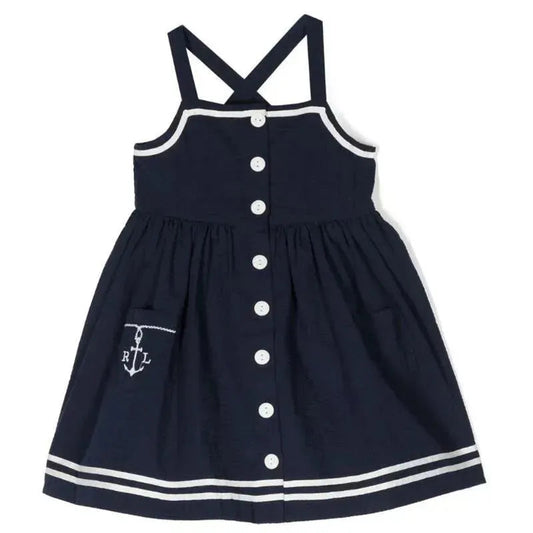 Ralph Lauren Baby - Sleeveless Nautical Seersucker Dress, Navy