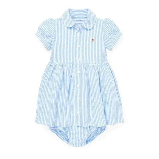 Ralph Lauren - Striped Knit Oxford Dress, Harbor Island Blue/White