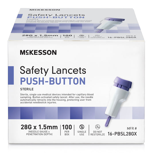 McKesson Push Button Safety Lancet, 28 Gauge