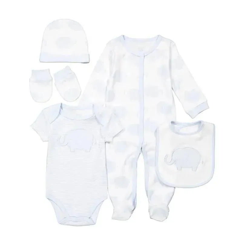 Rose Textiles - 5Pk Baby Boys Blue Elephant Set