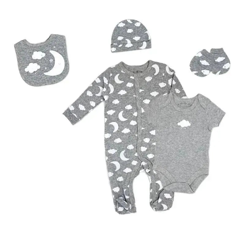 Rose Textiles - 5Pk Baby Neutral Grey Moon Mesh Bag Set