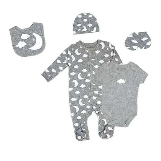 Rose Textiles - 5Pk Baby Neutral Grey Moon Mesh Bag Set