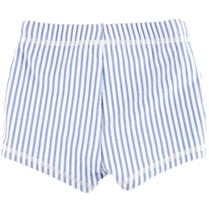 Rufflebutts - Baby Boy Periwinkle Blue Seersucker Swim Shorties