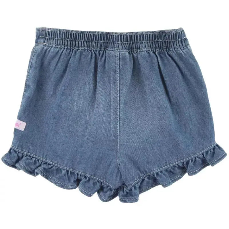 Rufflebutts - Baby Girl Light Wash Denim Ruffled Skort