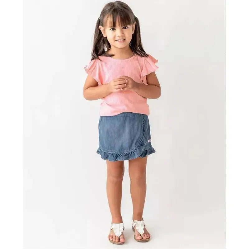 Rufflebutts - Baby Girl Light Wash Denim Ruffled Skort