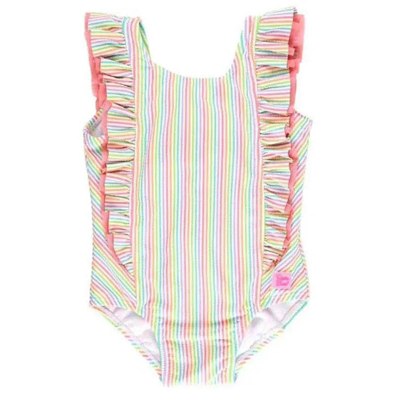 Rufflebutts - Baby Girl Rainbow Seersucker Waterfall One Piece