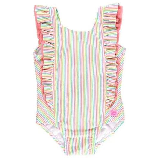 Rufflebutts - Baby Girl Rainbow Seersucker Waterfall One Piece