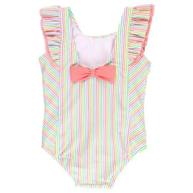 Rufflebutts - Baby Girl Rainbow Seersucker Waterfall One Piece