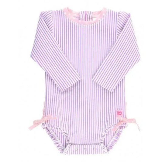 Rufflebutts - Lilac Seersucker One Piece Rash Guard