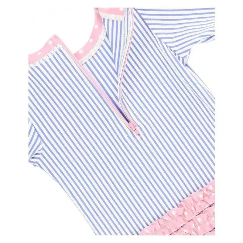 Rufflebutts - Periwinkle Blue Seersucker One Piece Rash Guard