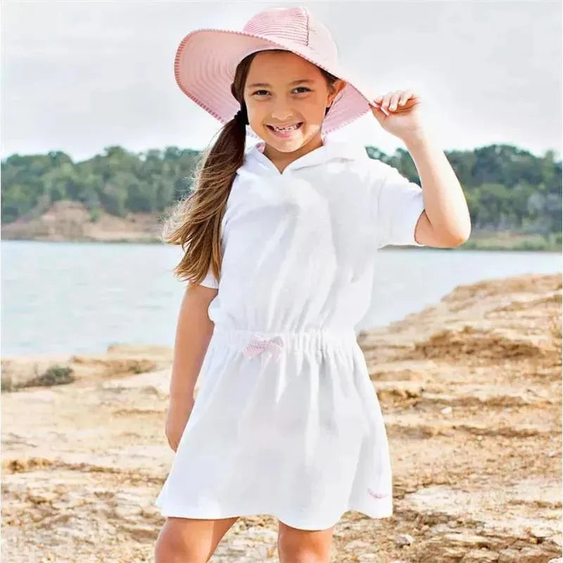 RuffleButts - White/Pink Seersucker Terry Cover-Up