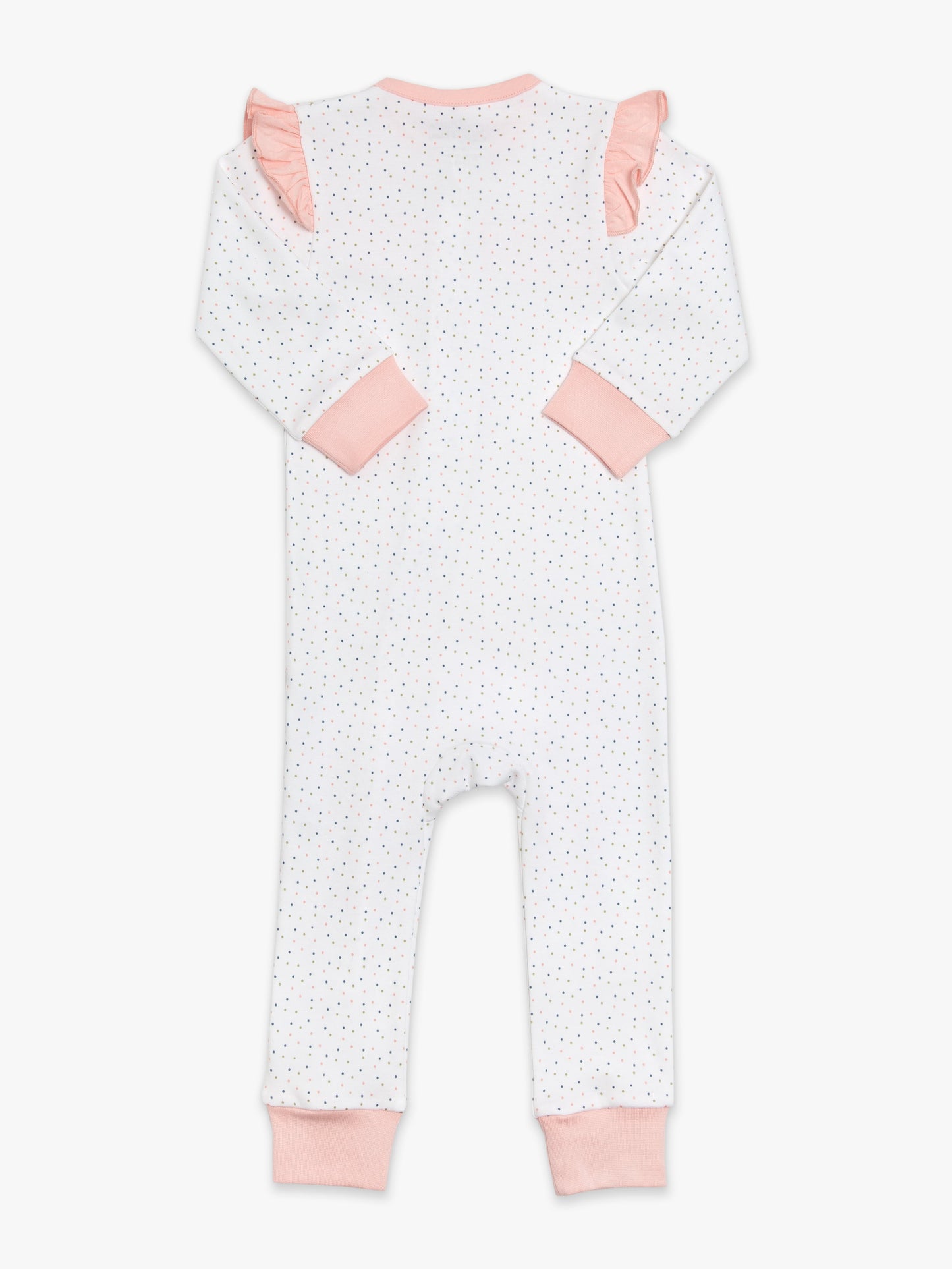 Organic Cotton Ruffled Romper - Pink Polka by Little Moy