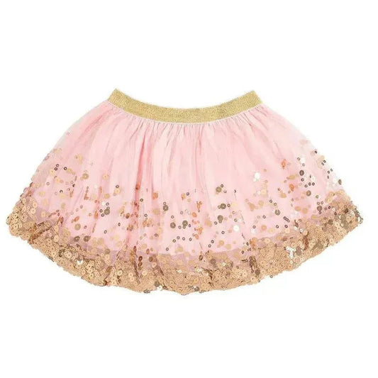 Sweet Wink - Baby Girl Gold Blush Sequin Tutu Dress Up Skirt