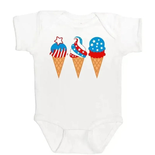 Sweet Wink - Patriotic Ice Cream Short Sleeve Bodysuit, 4Th Of July