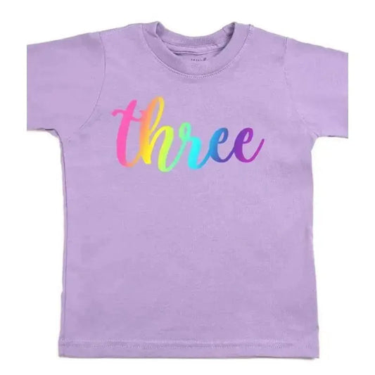 Sweet Wink - Three Bright Rainbow Short Sleeve Shirt Birthday Tee, 3T
