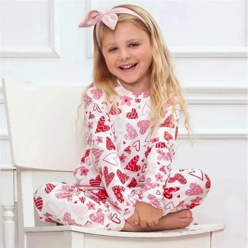 Tesa Babe - Girl's Valentine Hearts Bamboo Pajama Set