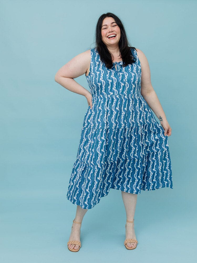 Thais Tiered Sleeveless Dress - Blue Samudra