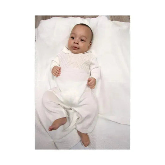 Will' Beth Baby Boys Ivory Knit Coverall & Blanket Set, White