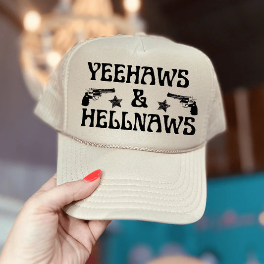 Online Exclusive | Yee Haws & Hell Naws Foam Trucker Cap in Cream